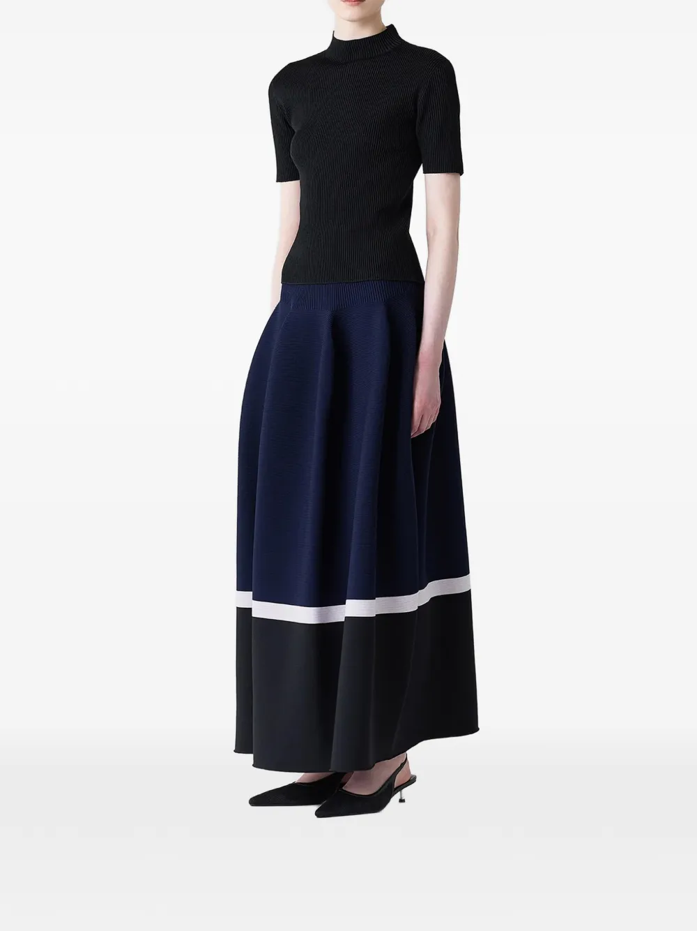 Cfcl Colour-block Pleated Maxi Skirt In Blue