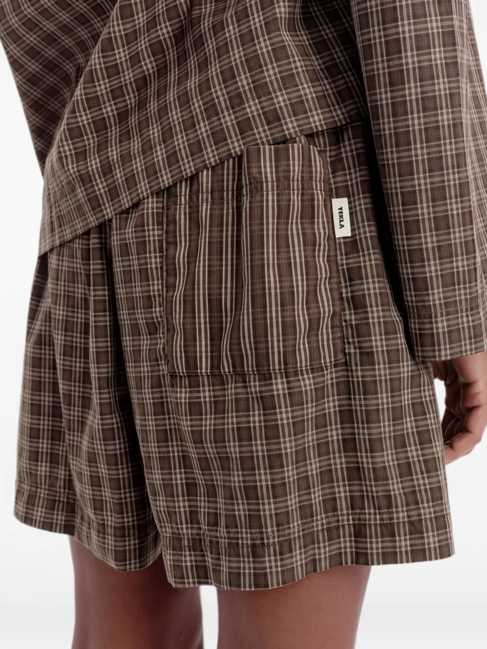 TEKLA Geruite pyjama van katoen Bruin