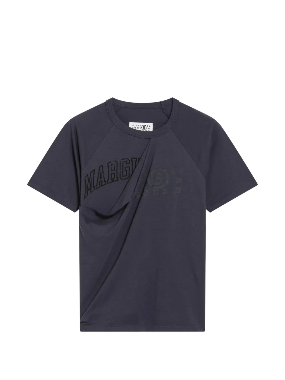 MM6 Maison Margiela draped logo-print T-shirt Blauw