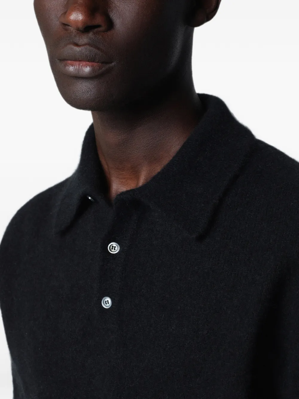Roberto Collina Poloshirt met lange mouwen Zwart