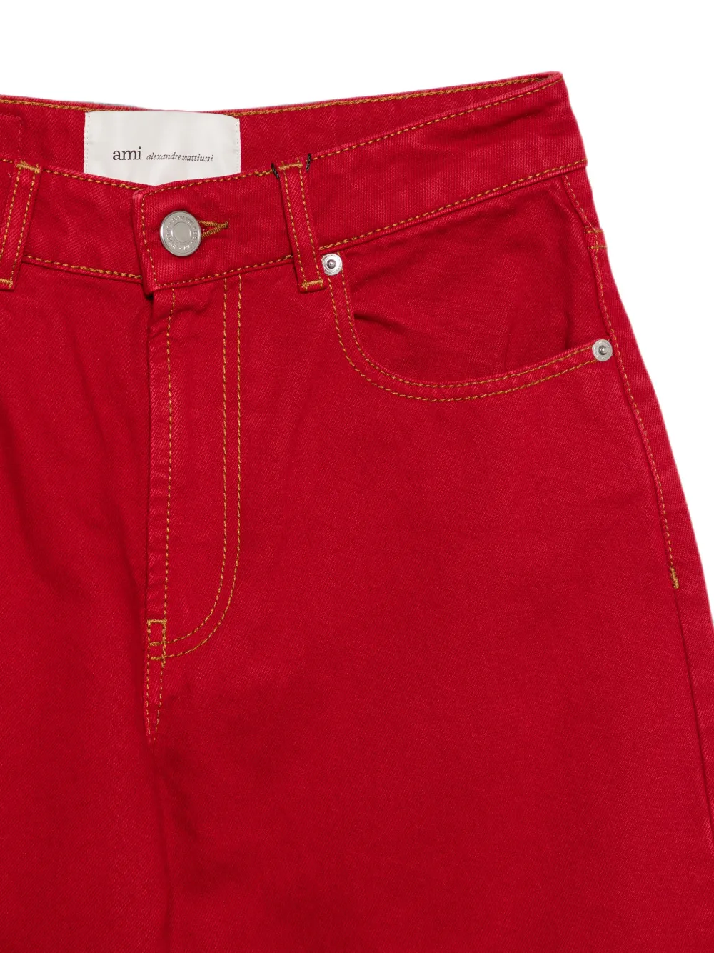 AMI Paris Straight jeans met contrasterende stiksels Rood