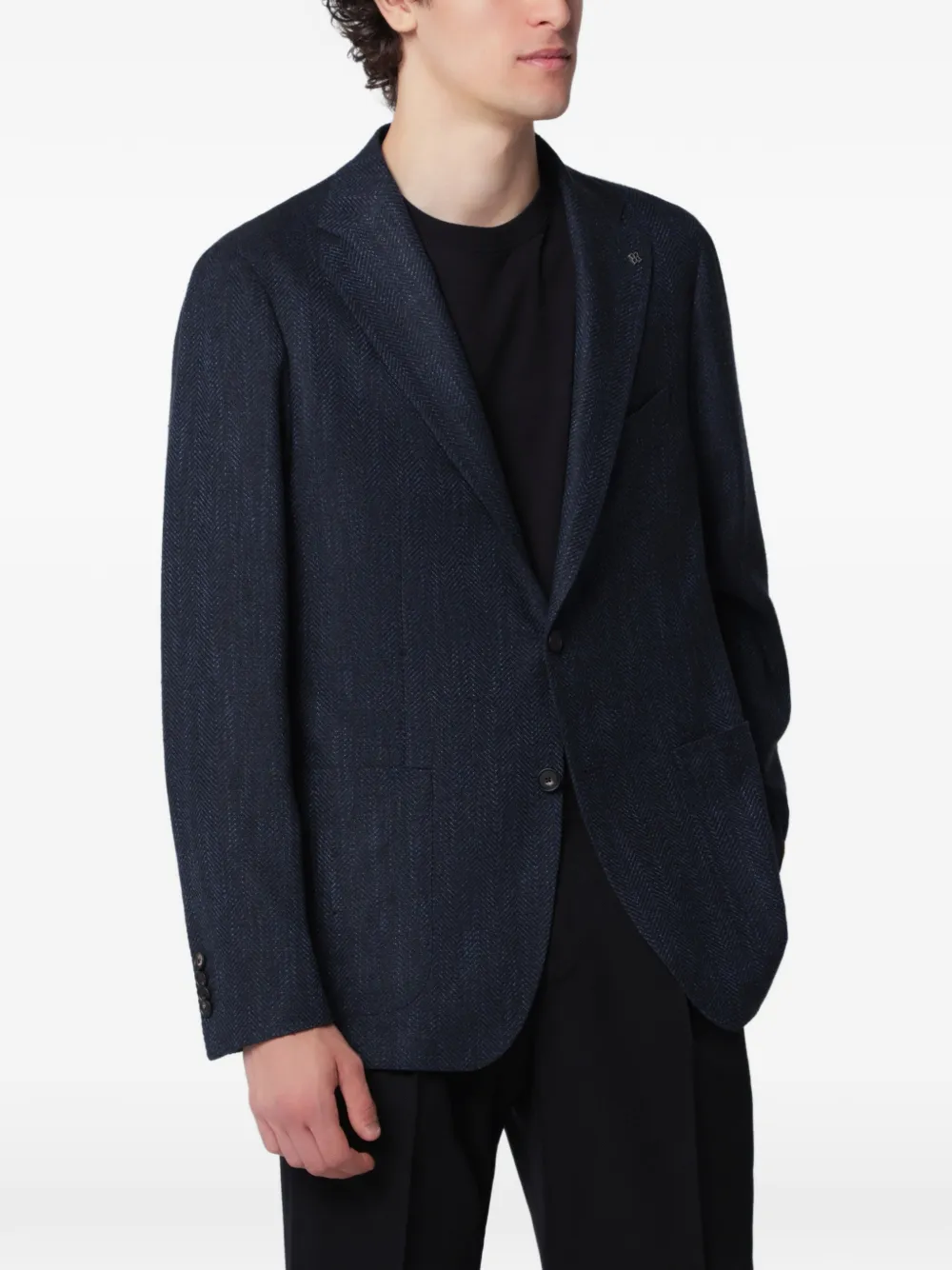 Tagliatore Montecarlo herringbone-knit blazer - Blu