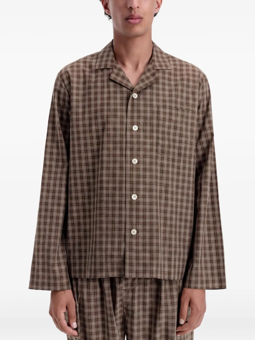 TEKLA Geruite katoenen pyjama Bruin
