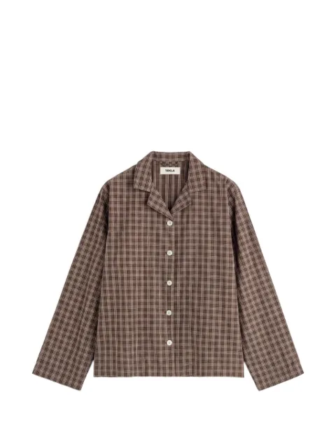 TEKLA check-print cotton pajamas