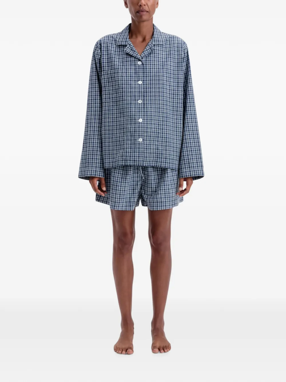 TEKLA Geruite pyjama van biologisch katoen Blauw