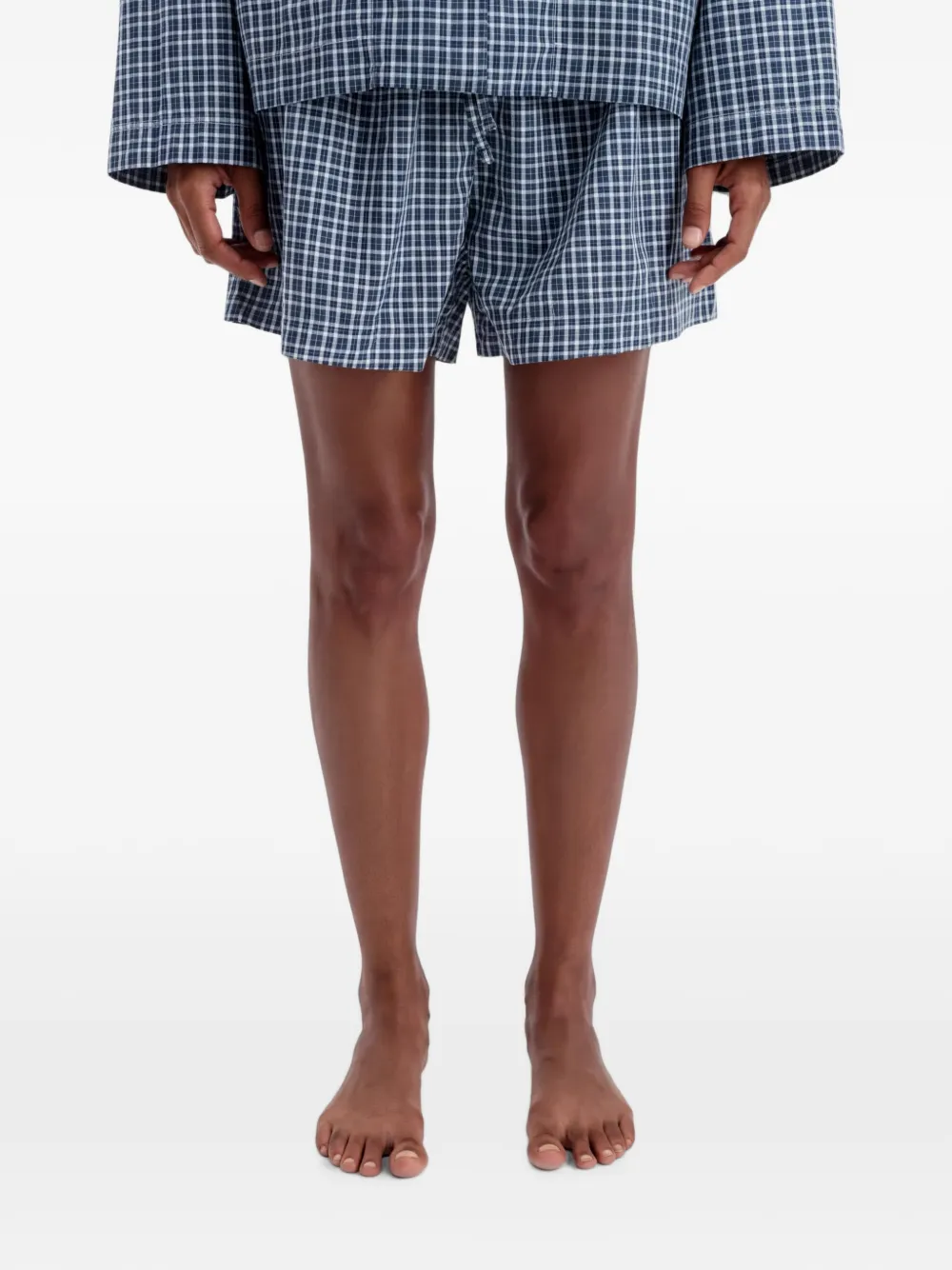 TEKLA Geruite pyjama van biologisch katoen Blauw