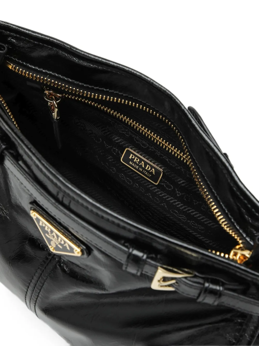 Prada Bonnie kleine leren handtas Zwart