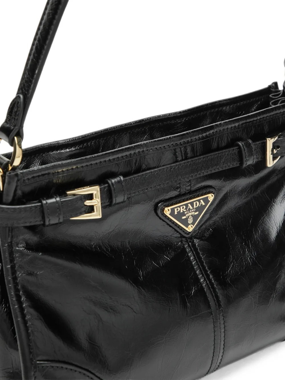 Prada Bonnie kleine leren handtas Zwart