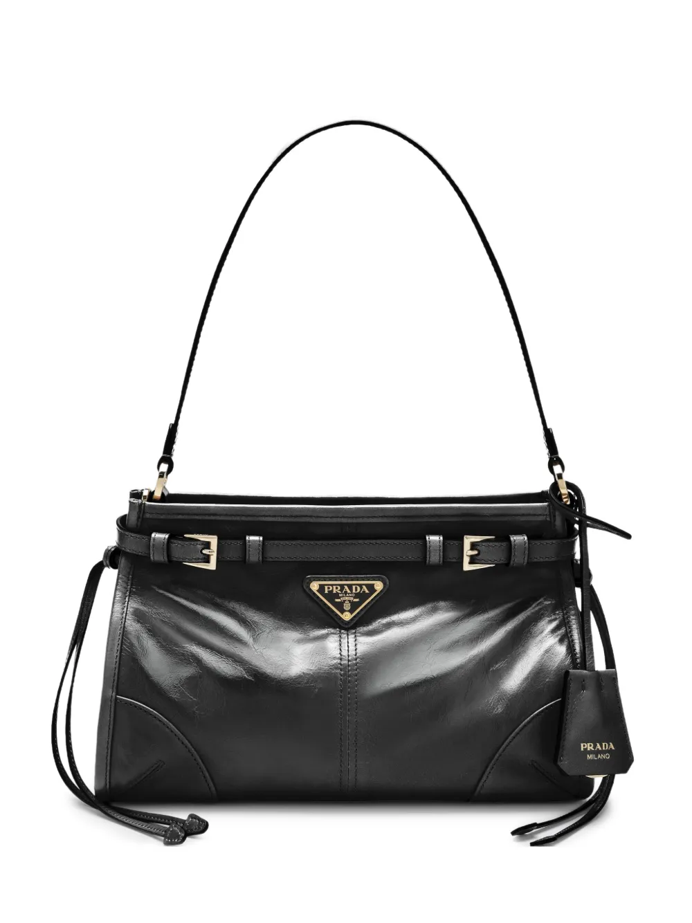 Prada Bonnie kleine leren handtas Zwart