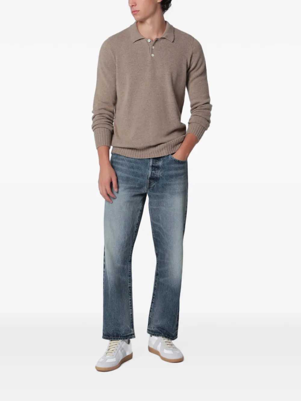 Drumohr Gebreid poloshirt Beige