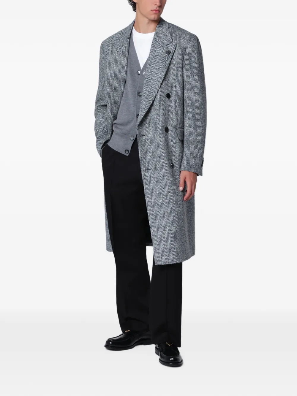 Lardini Jas met visgraatpatroon Grijs