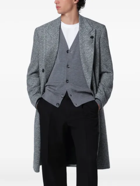 Lardini herringbone double-breasted coat
