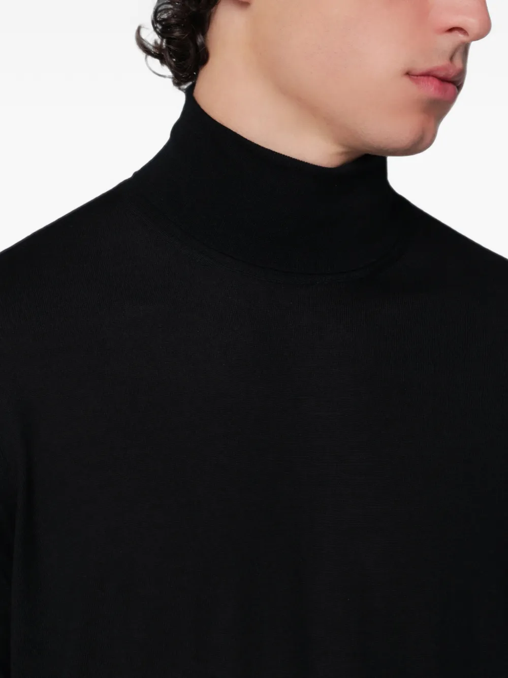 Drumohr long-sleeve roll-neck fine-knit sweater Zwart