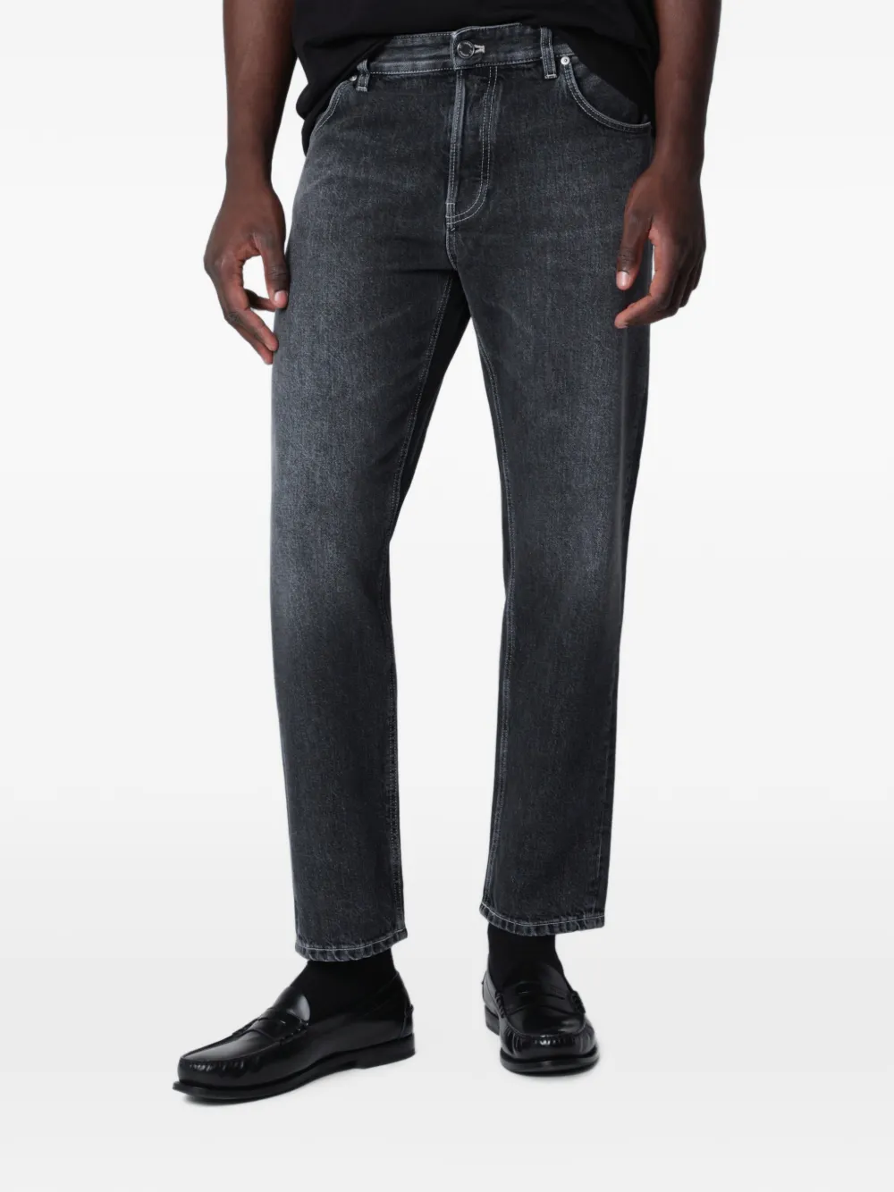 PT Torino logo-patch washed jeans - Grau