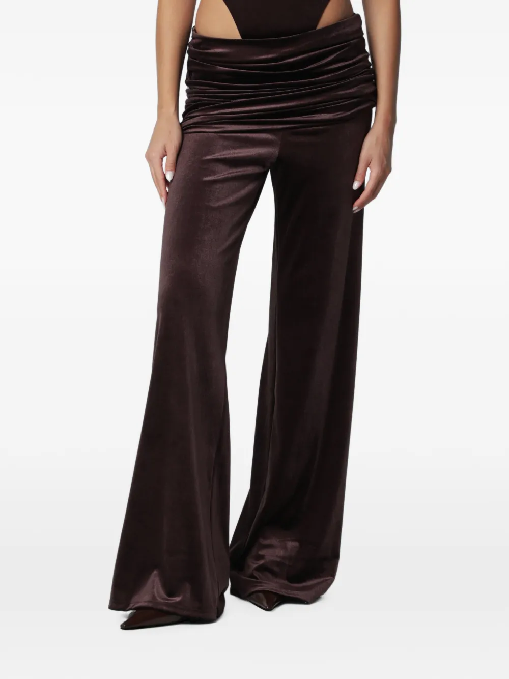 THE ANDAMANE Boney draped wide-leg trousers - Marrone
