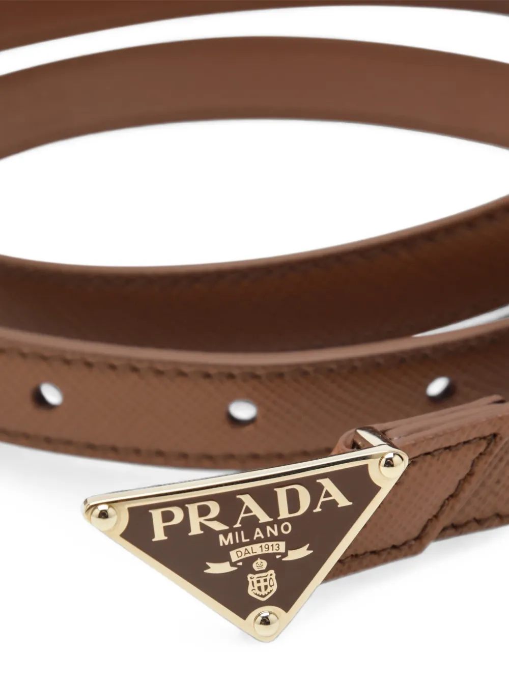 Prada Saffiano leren riem met Triangle-logo Bruin