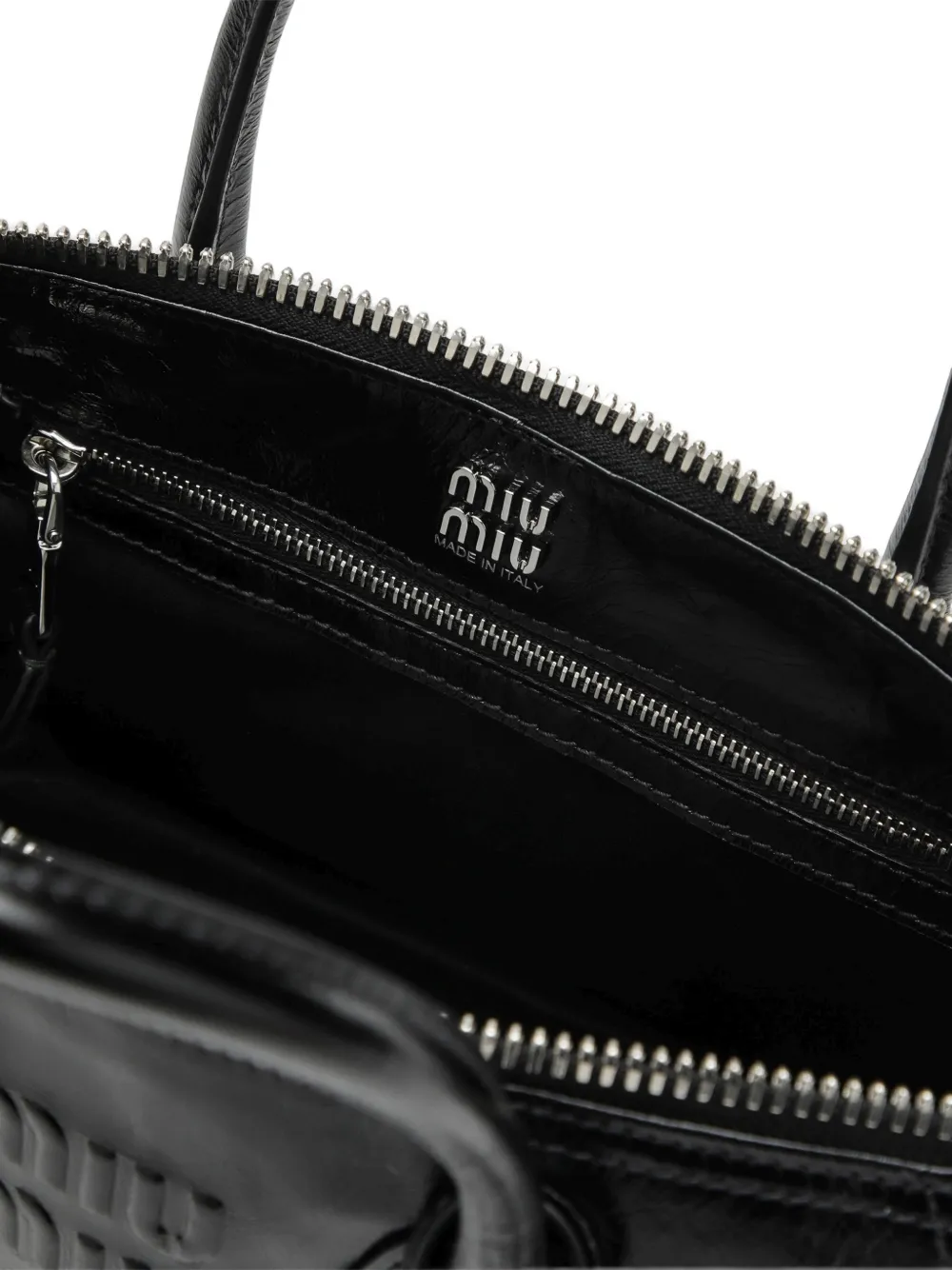 Miu Shopper met logo-reliëf Zwart