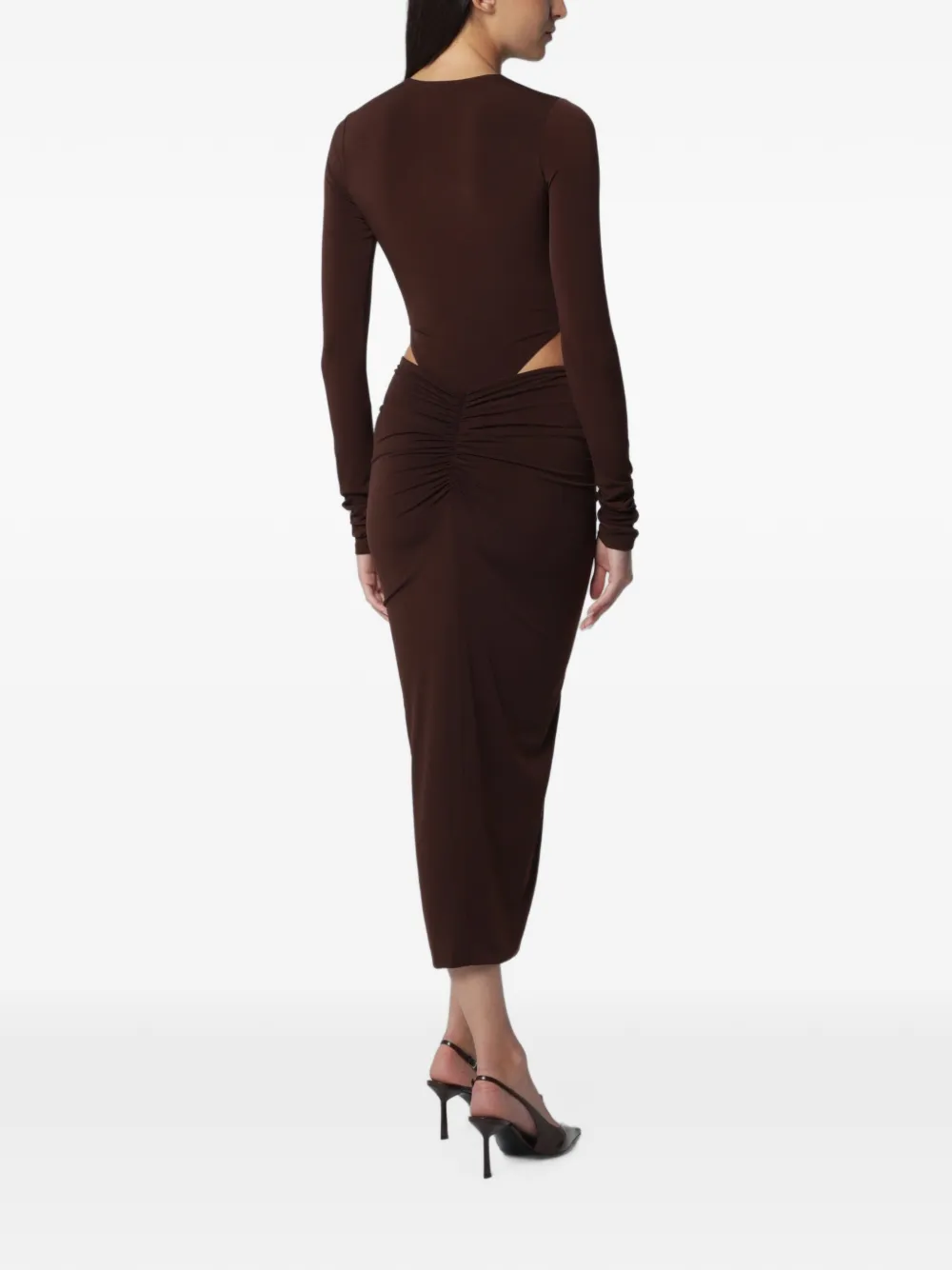THE ANDAMANE Heloise midi-jurk met uitgesneden details Bruin