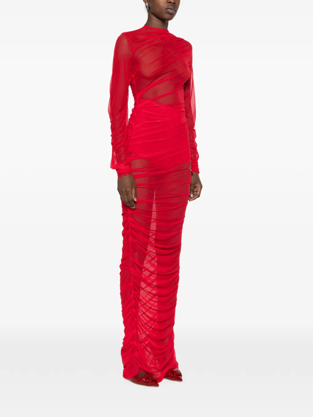 Atu Body Couture maxi-jurk verfraaid met kralen en ruches Rood