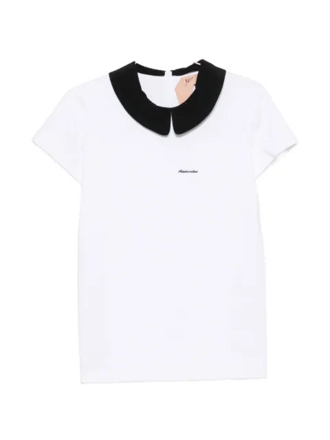 Nº21 camiseta con cuello Peter Pan en contraste