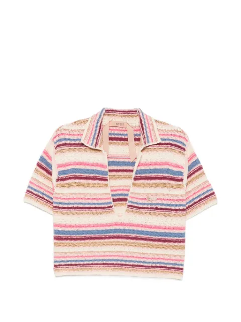 Nº21 crochet-knit striped T-shirt