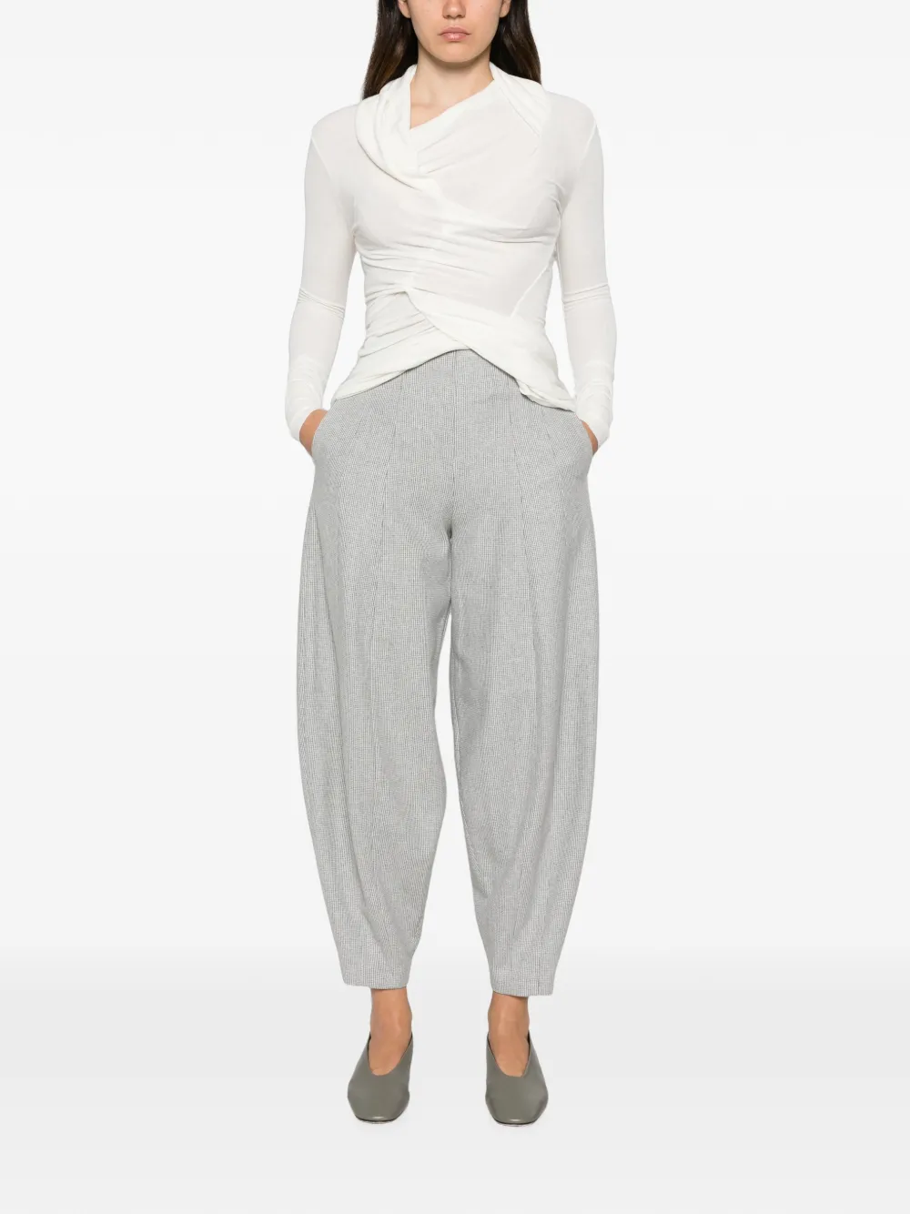 Liviana Conti Broek met pied-de-poule print Grijs