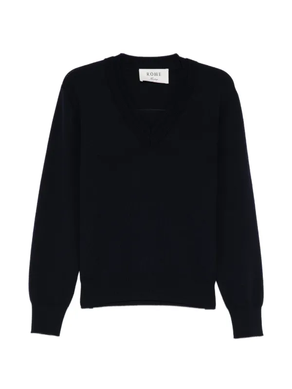 Róhe Merino-wool V-neck Sweater in Blue