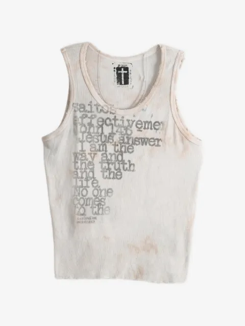 SAITOS distressed-effect slogan-print tank top