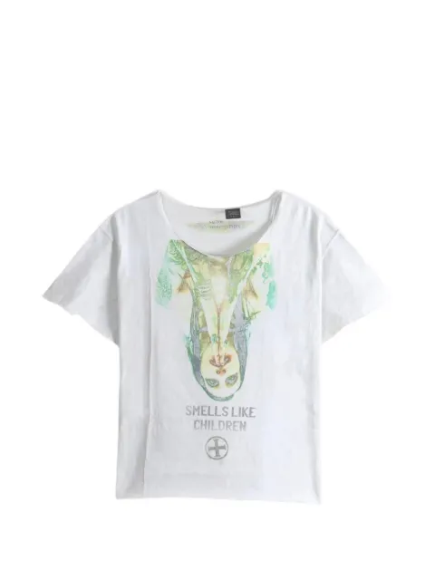 SAITOS graphic-print raw-edge T-shirt