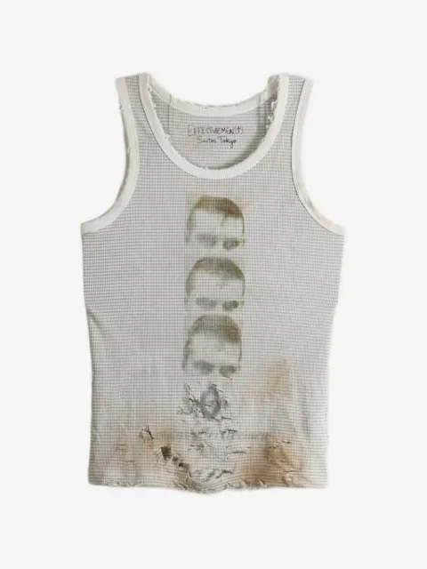 SAITOS Triple Ghost distressed striped tank