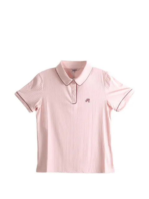 Malbon Golf Anna ribbed-knit piped polo shirt