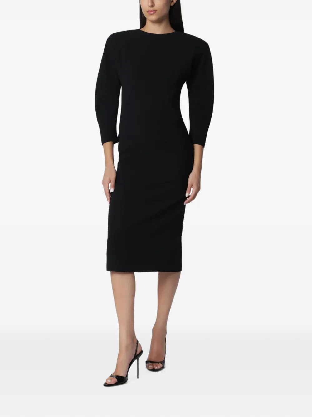 THE ANDAMANE rounded-shoulder midi dress - Nero