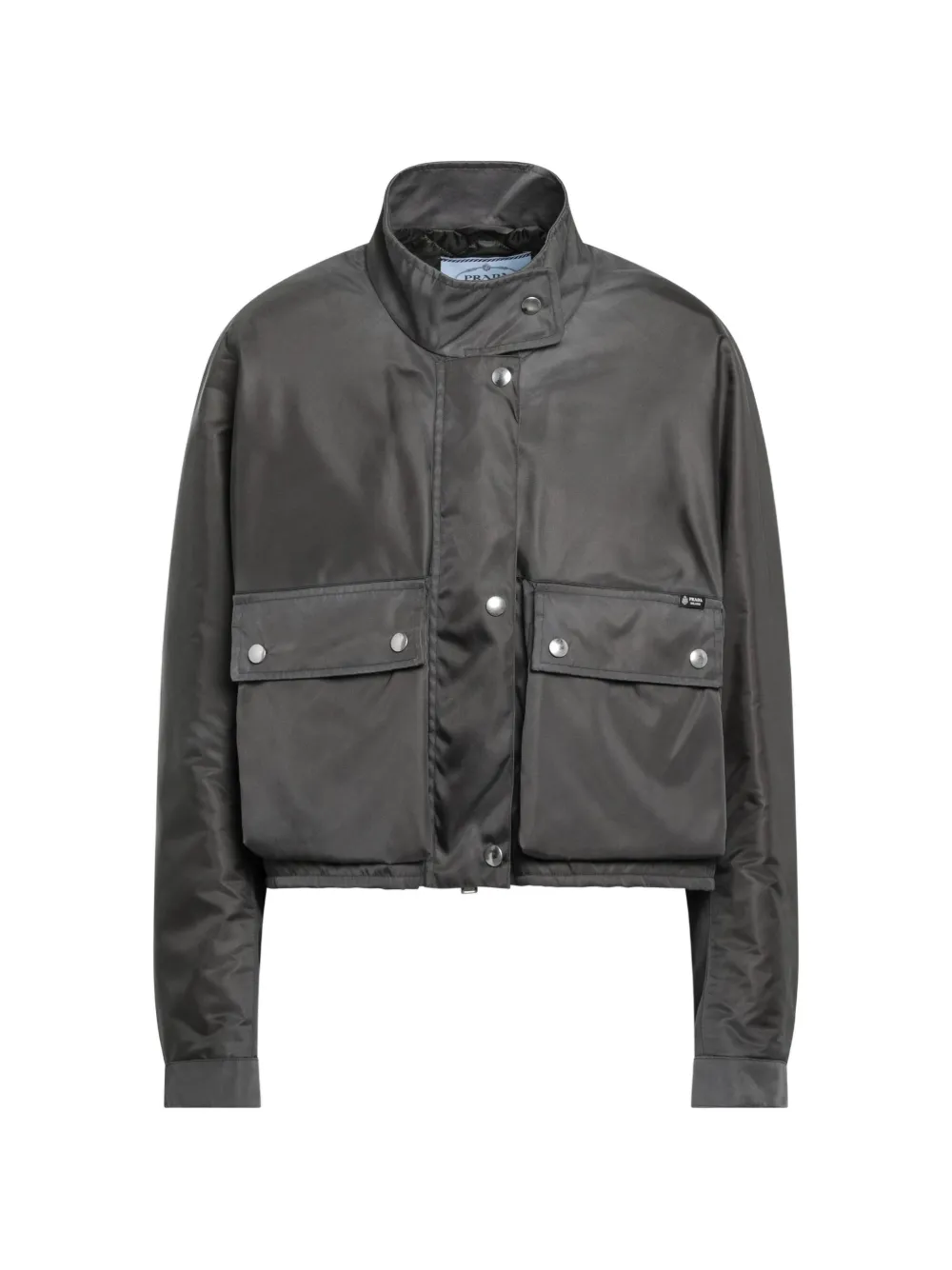 Prada high-neck pocket-detail jacket - Grigio