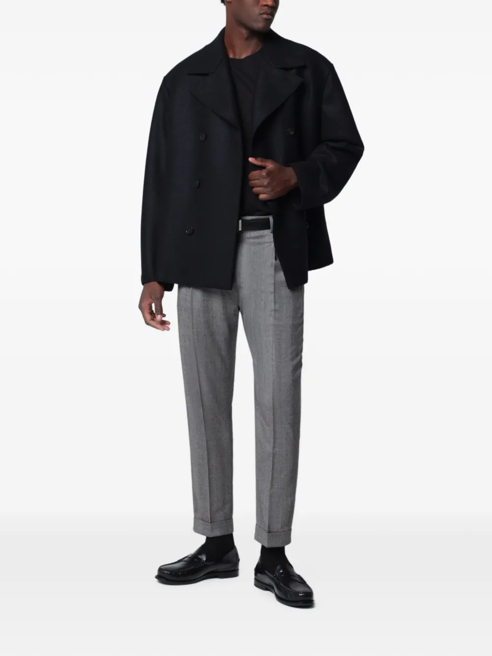 Harris Wharf London Oversized sailorjas met dubbele rij knopen Zwart