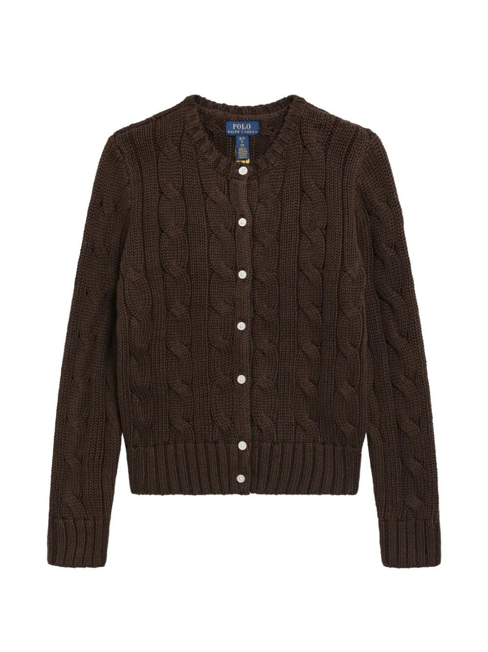 POLO RALPH LAUREN KIDS cable-knit cotton cardigan - Marrone