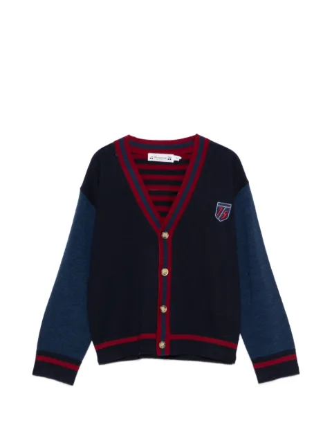 Bonpoint Jliuan logo-patch striped-trim cardigan
