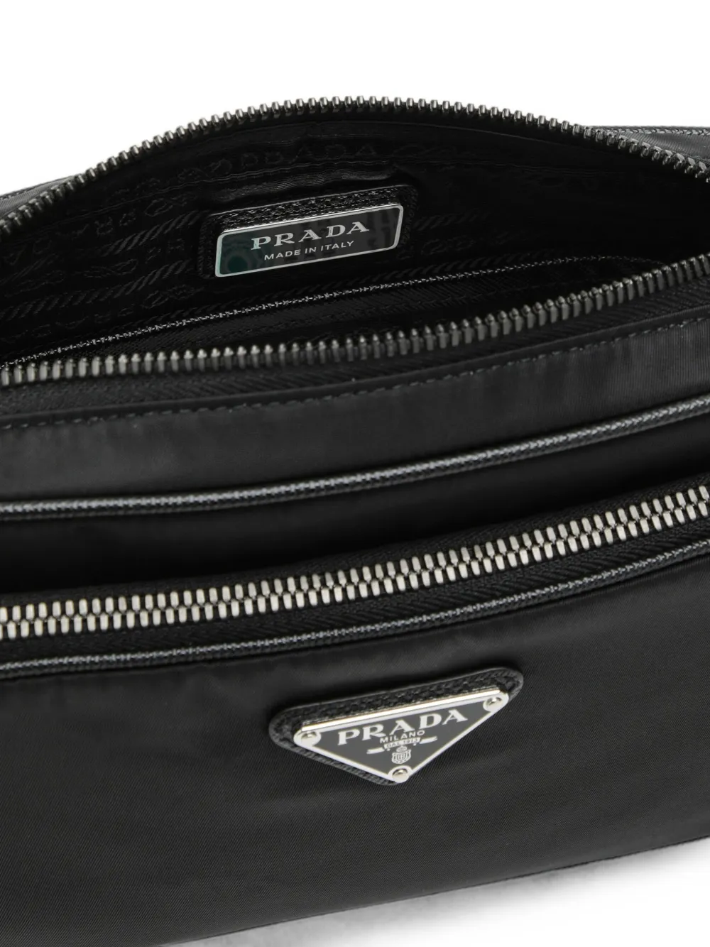 Prada Re-Nylon en Saffiano leren schoudertas Zwart