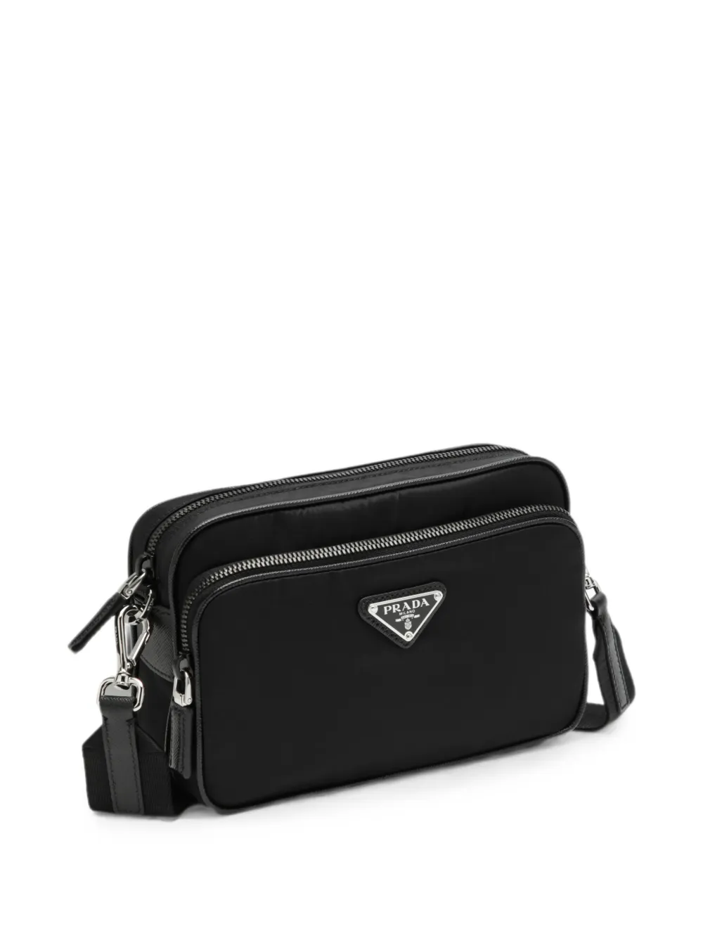 Prada Re-Nylon en Saffiano leren schoudertas Zwart