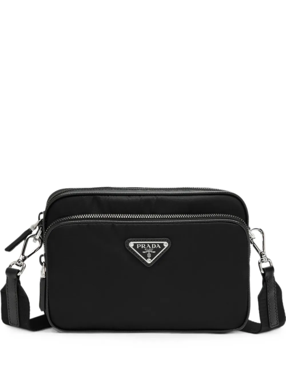 Prada Borsa a spalla in Re-Nylon e pelle Saffiano - Nero