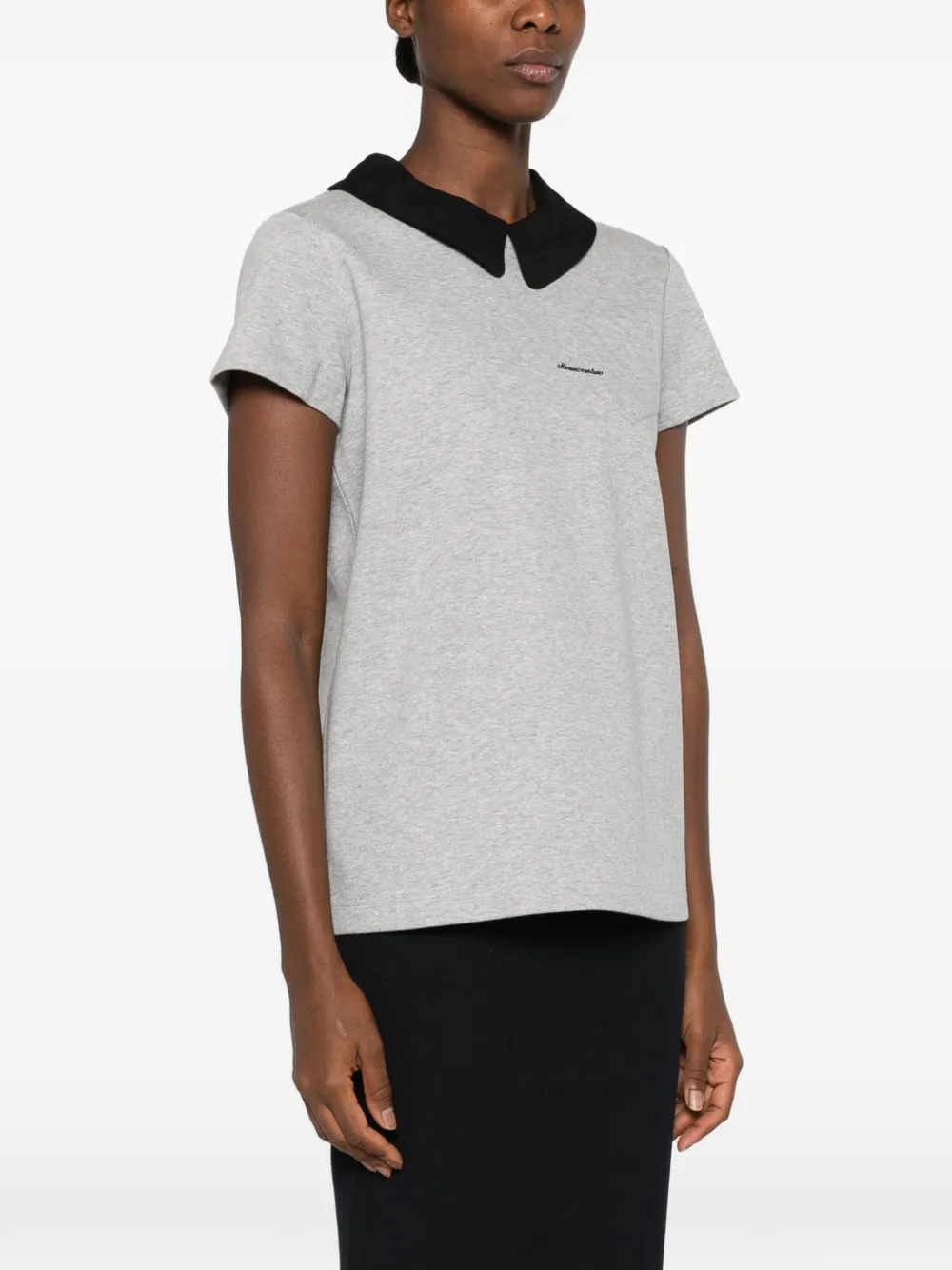Nº21 T-shirt met Peter Pan kraag Grijs