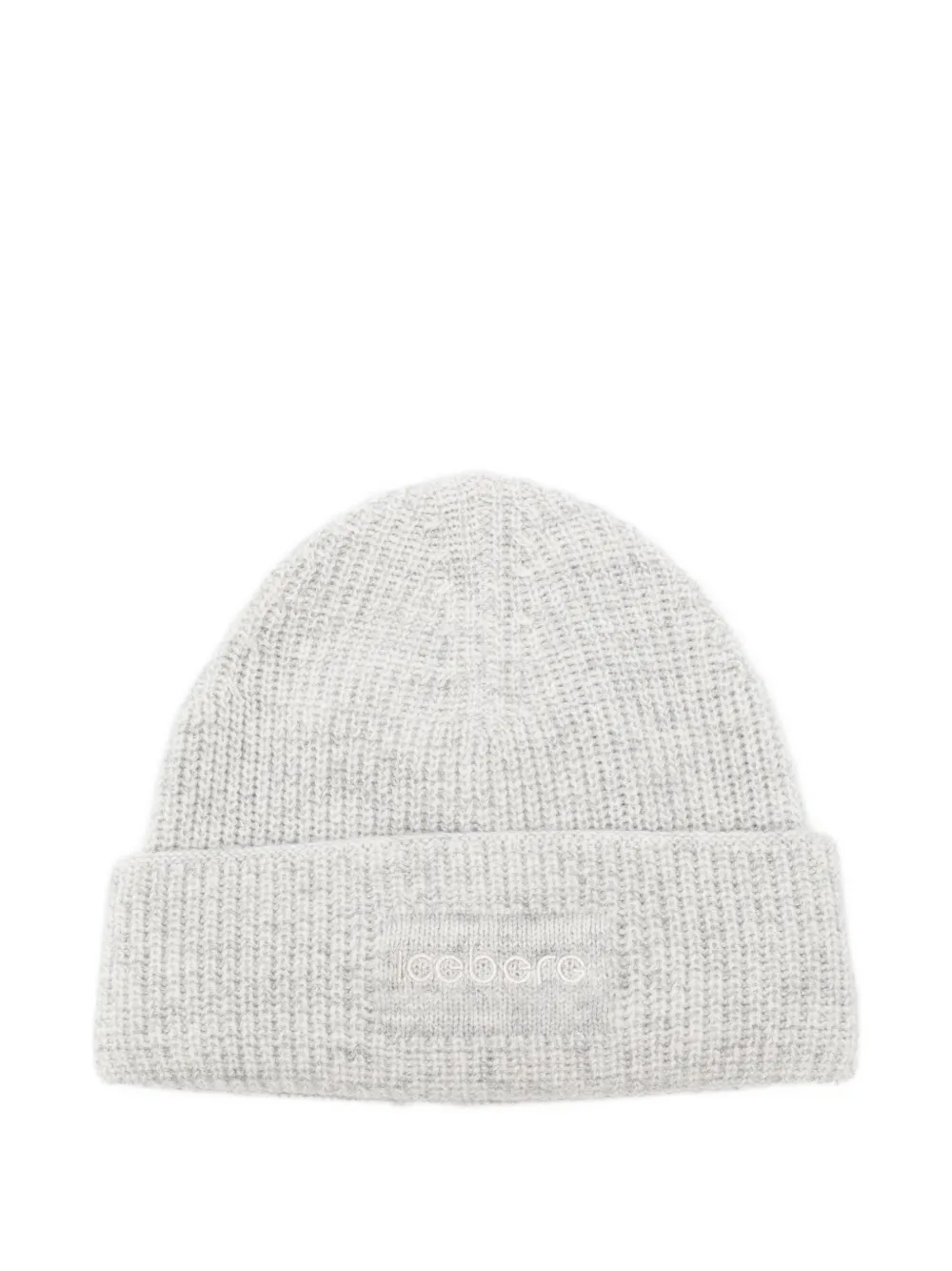 Iceberg logo-patch ribbed beanie hat