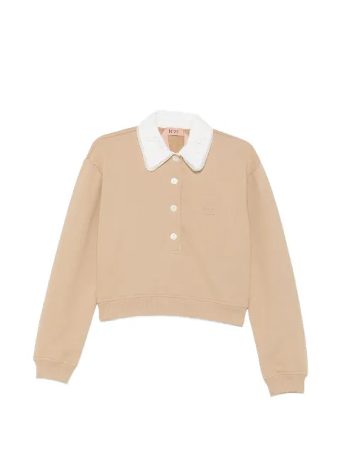 Nº21 lace-collar embroidered sweatshirt
