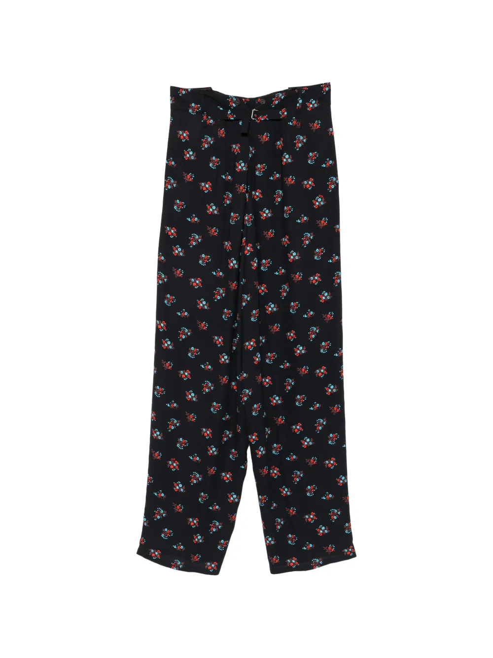 Nº21 Plooibroek met bloemen-print Zwart