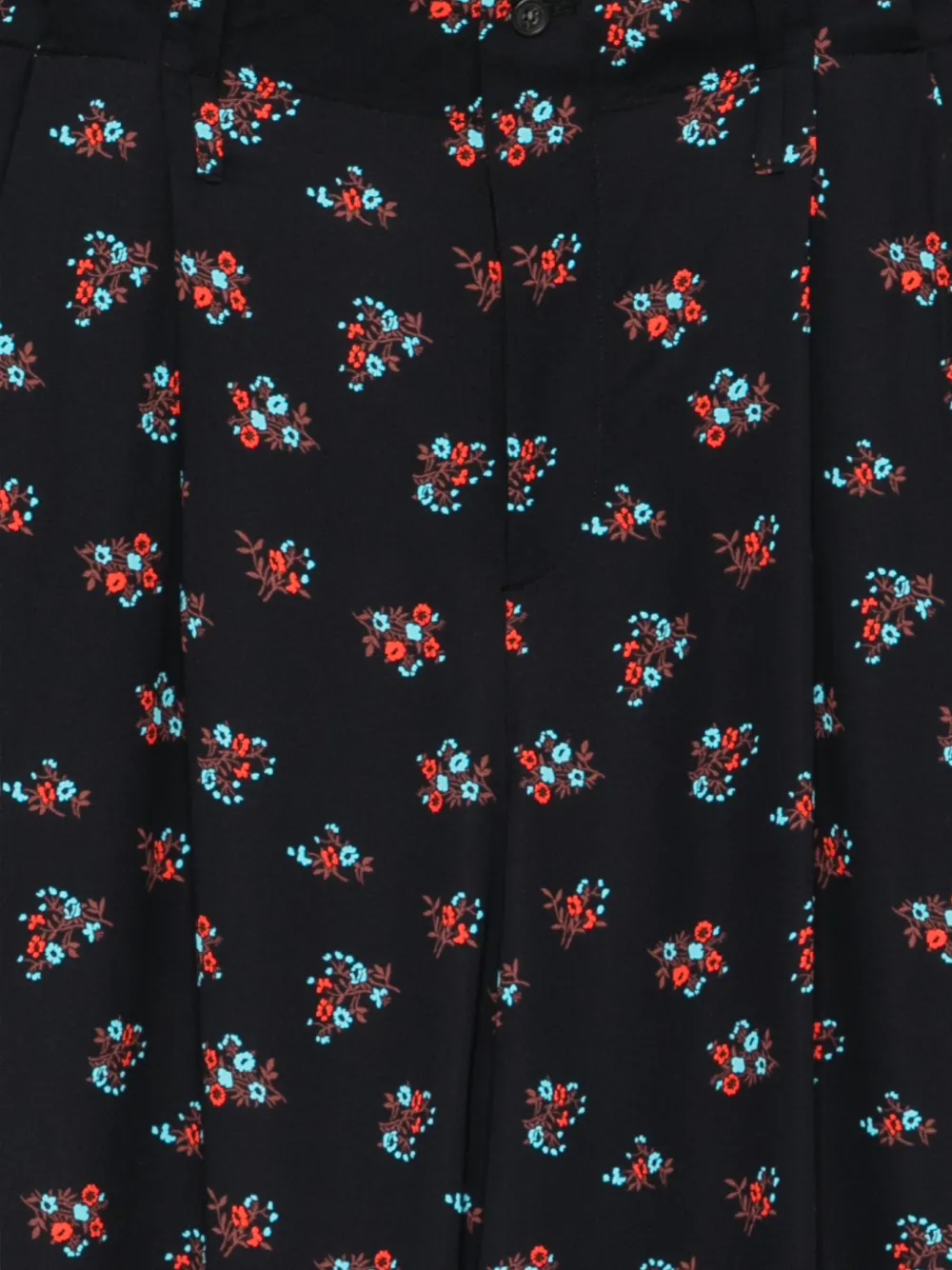 Nº21 Plooibroek met bloemen-print Zwart