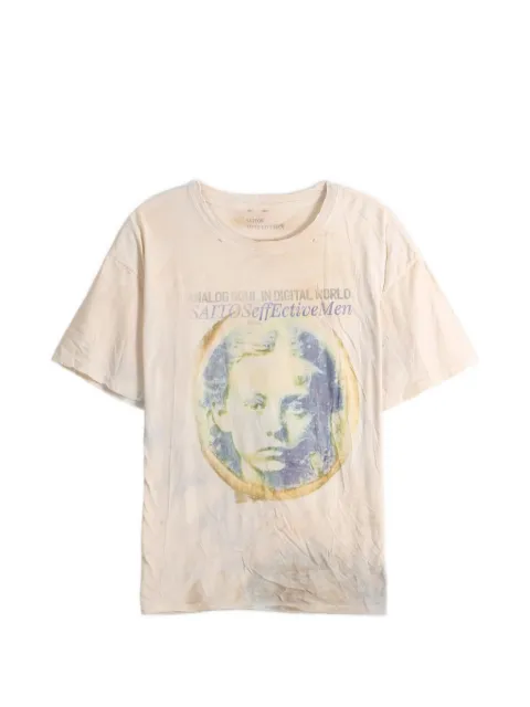 SAITOS Analog Soul graphic-print distressed T-shirt