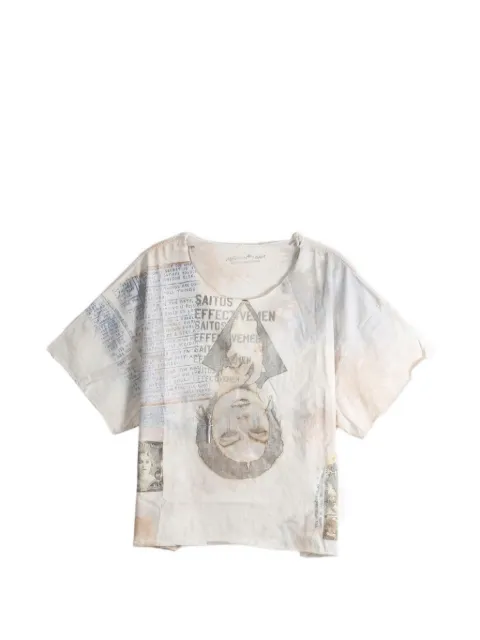 SAITOS graphic-print raw-edge T-shirt