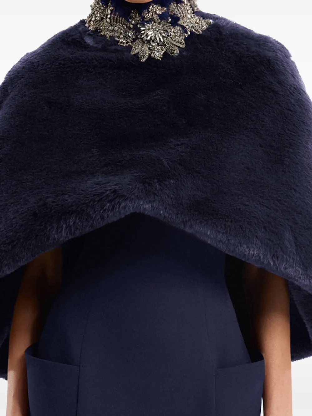 Gemy Maalouf crystal-embellished faux-fur bolero Blauw