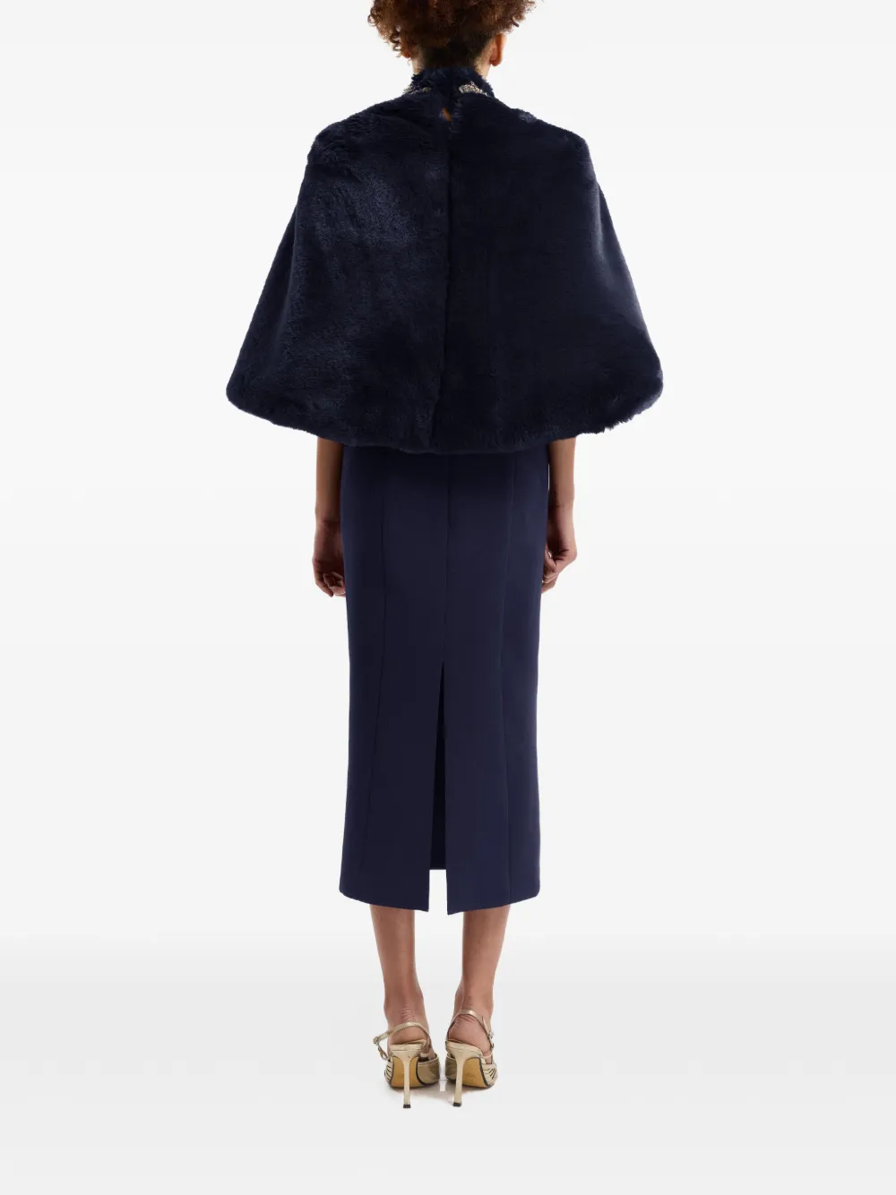 Gemy Maalouf crystal-embellished faux-fur bolero Blauw