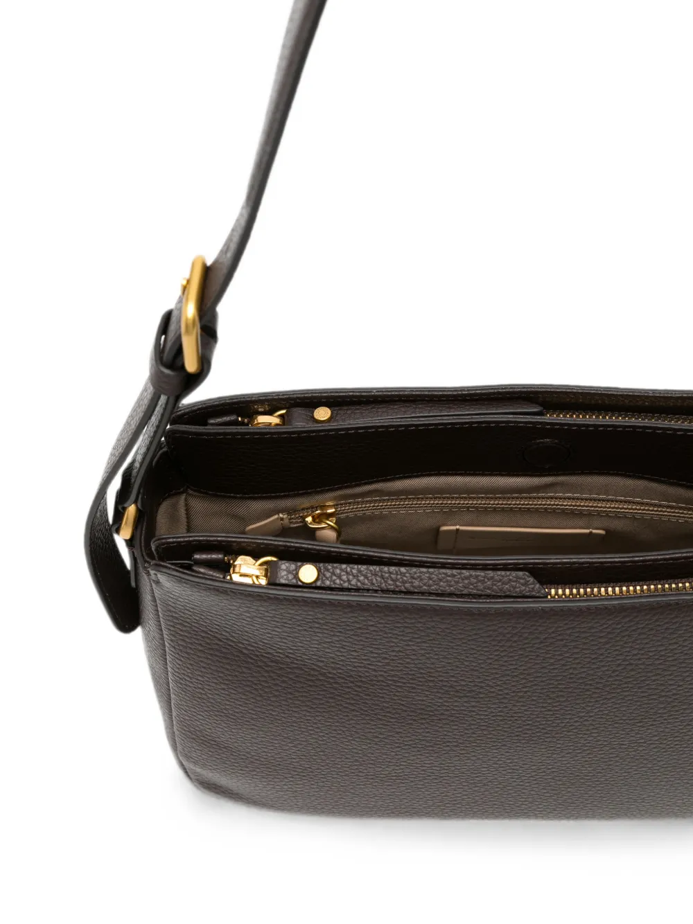 GIANNI CHIARINI Laura grained leather shoulder bag Bruin