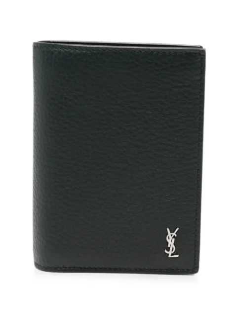 Saint Laurent tiny Cassandre credit card wallet in grained leather
